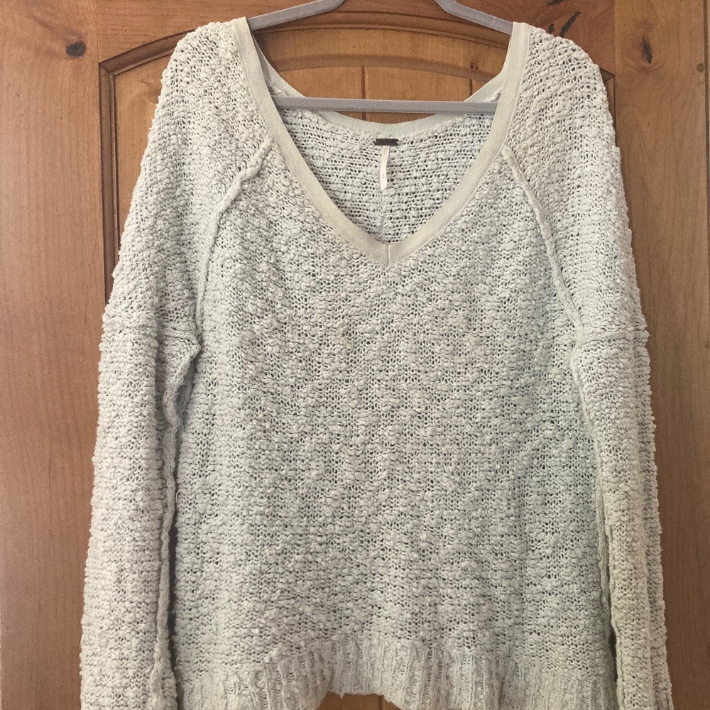Dusty Blue Free People Knit Sweater